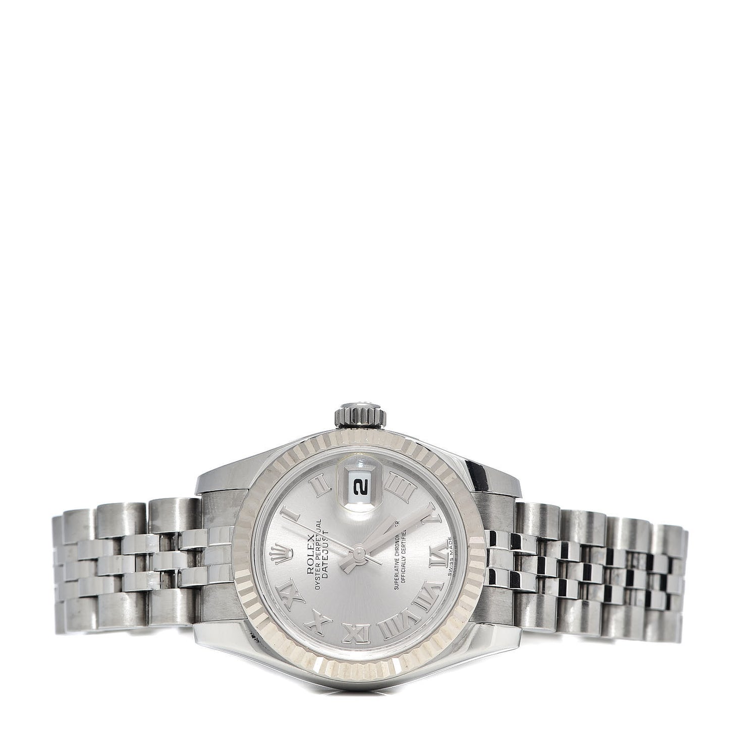 Stainless Steel 18K White Gold 26mm Oyster Perpetual Datejust Watch Silver Roman 179174