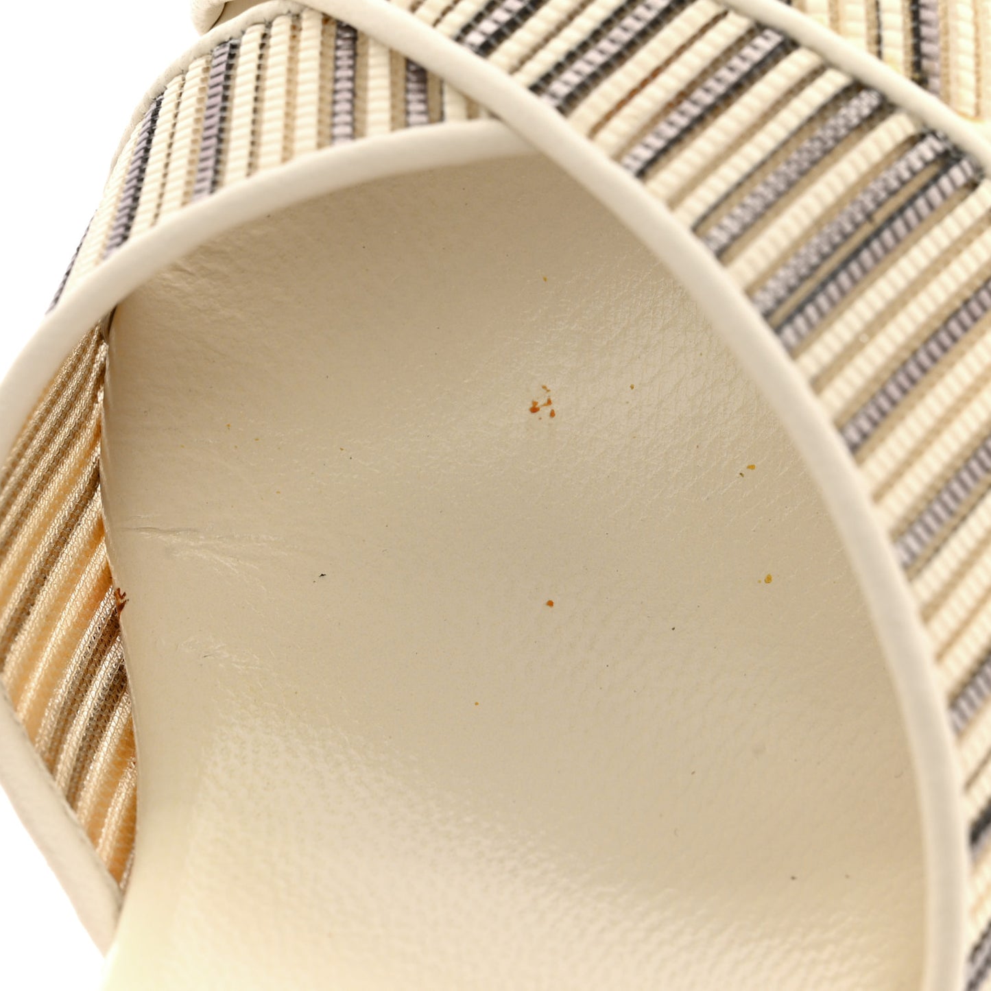 Metallic Striped Mesh Cork Perfume Wedges 38 Off White