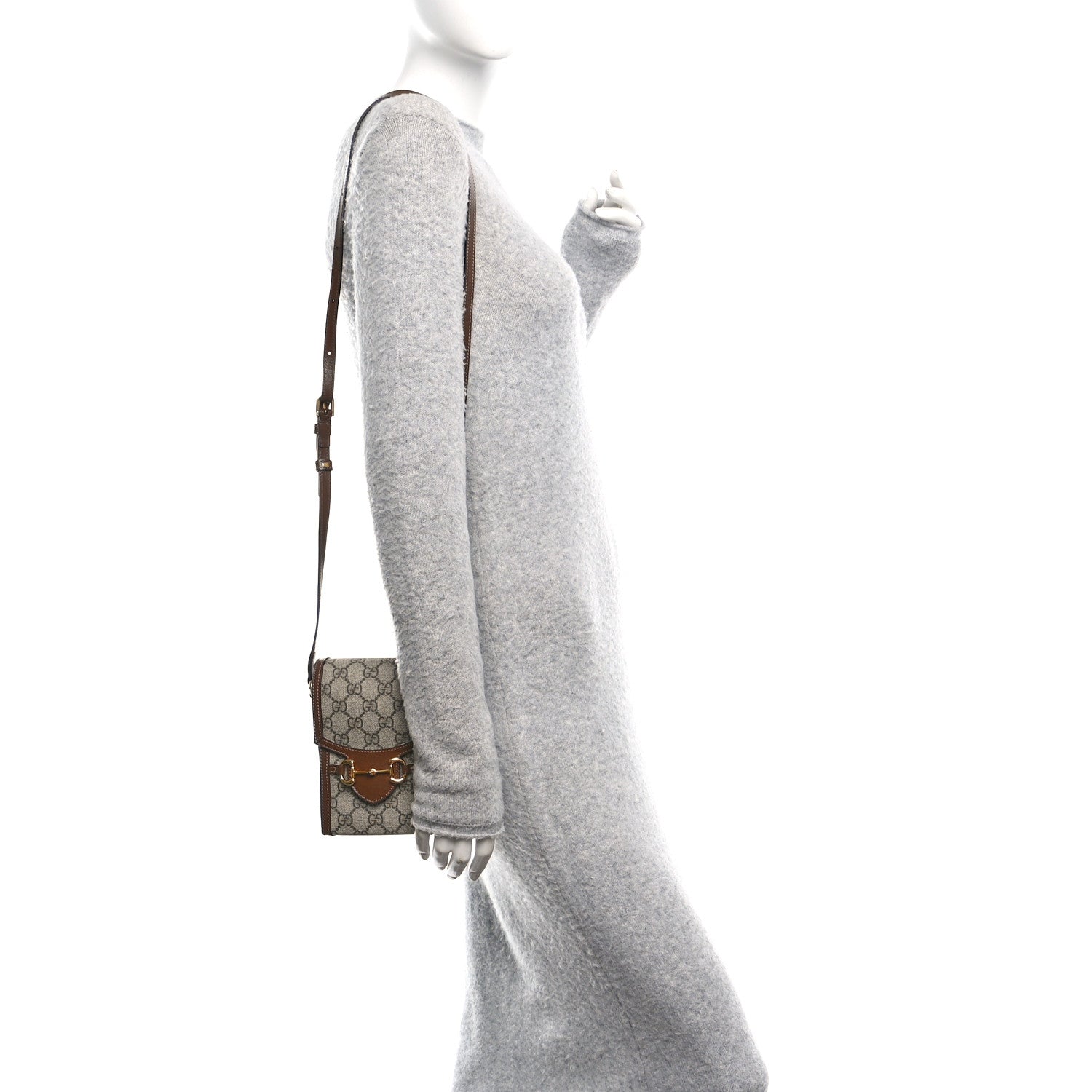 Gucci GG Supreme Monogram Mini Horsebit 1955 Crossbody Bag Beige Brown Sugar 2 of 11