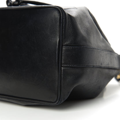 Chanel Lambskin CC Stitched Drawstring Bucket Bag Black 9 of 11