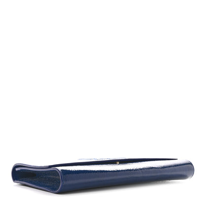 Saint Laurent Textured Patent Monogram Large Belle De Jour Clutch Royal Blue 4 of 7