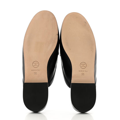 Chanel Lambskin Pearl CC Mules 36 Black 6 of 9