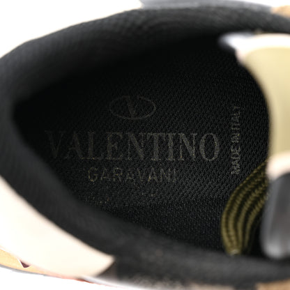 Valentino Garavani Nappa Suede Camouflage Womens Rockrunner Sneakers 37.5 Kaki Platine 6 of 8