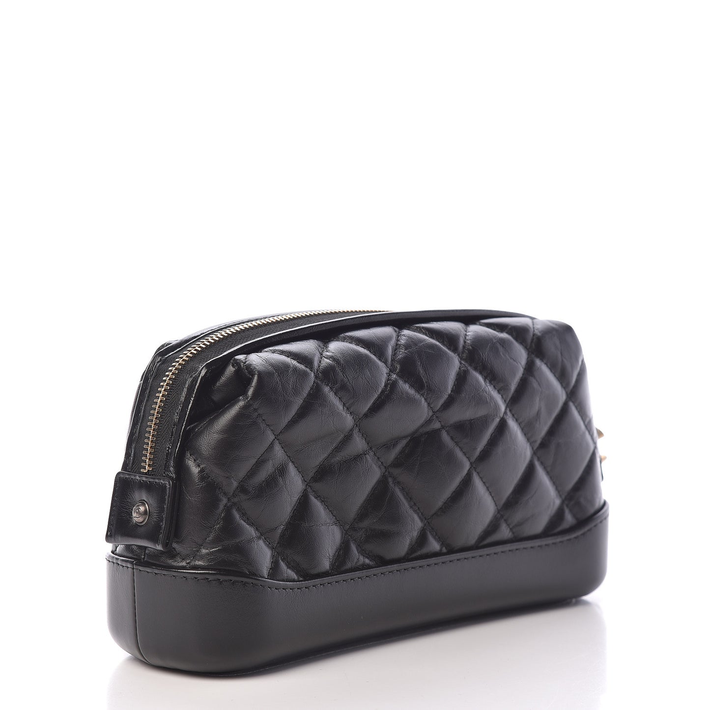 Aged Calfskin Quilted Gabrielle Cosmetic Case Black