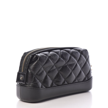 Chanel Aged Calfskin Quilted Gabrielle Cosmetic Case Black 3 of 7