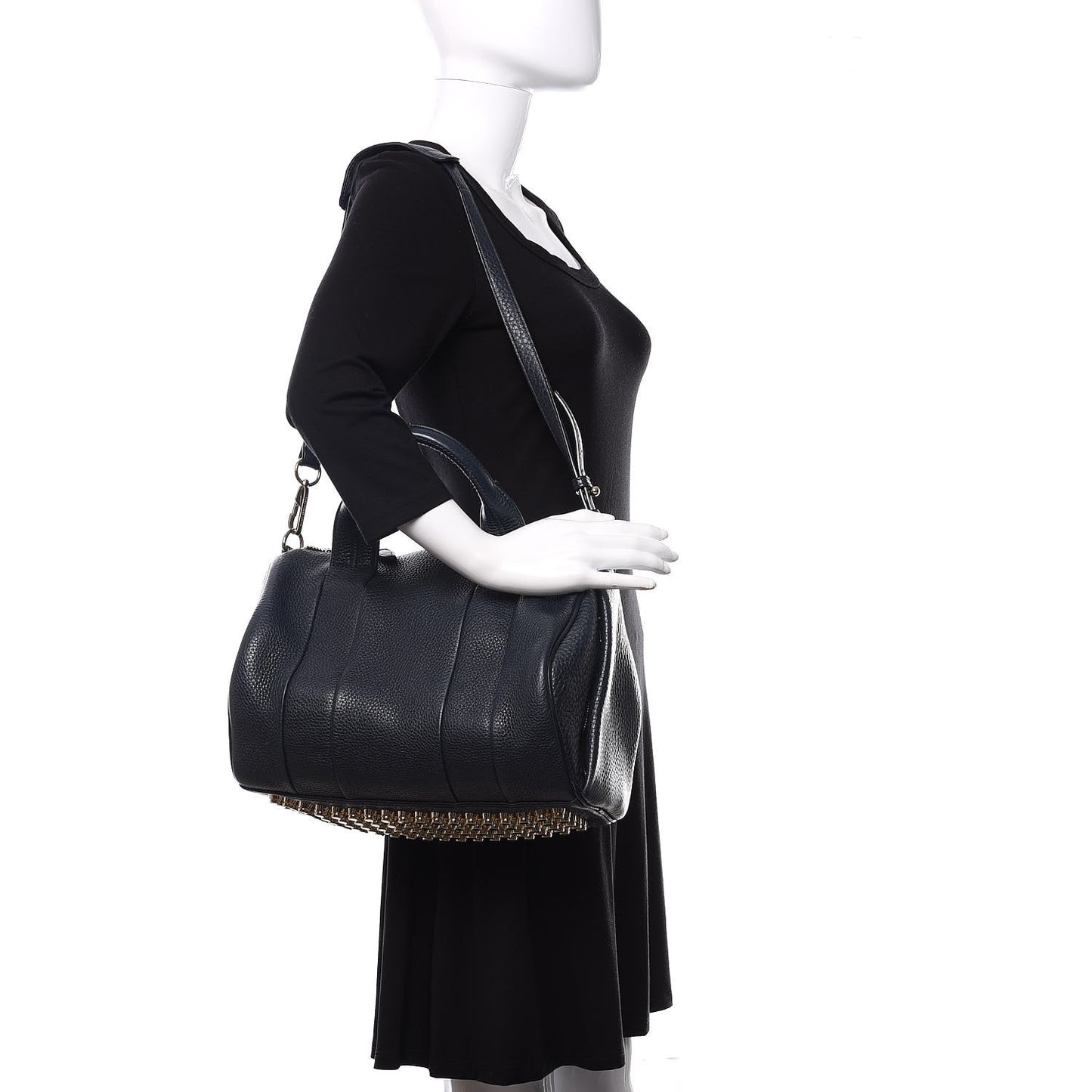 Pebbled Lambskin Rocco Navy Pale Gold Hardware