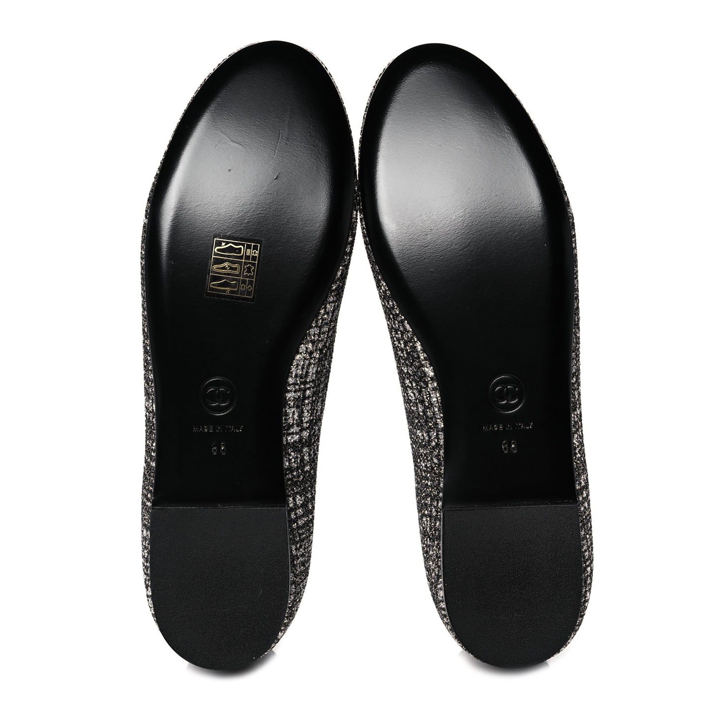 Fantasy Tweed CC Mocassin Loafers 38 Silver Black