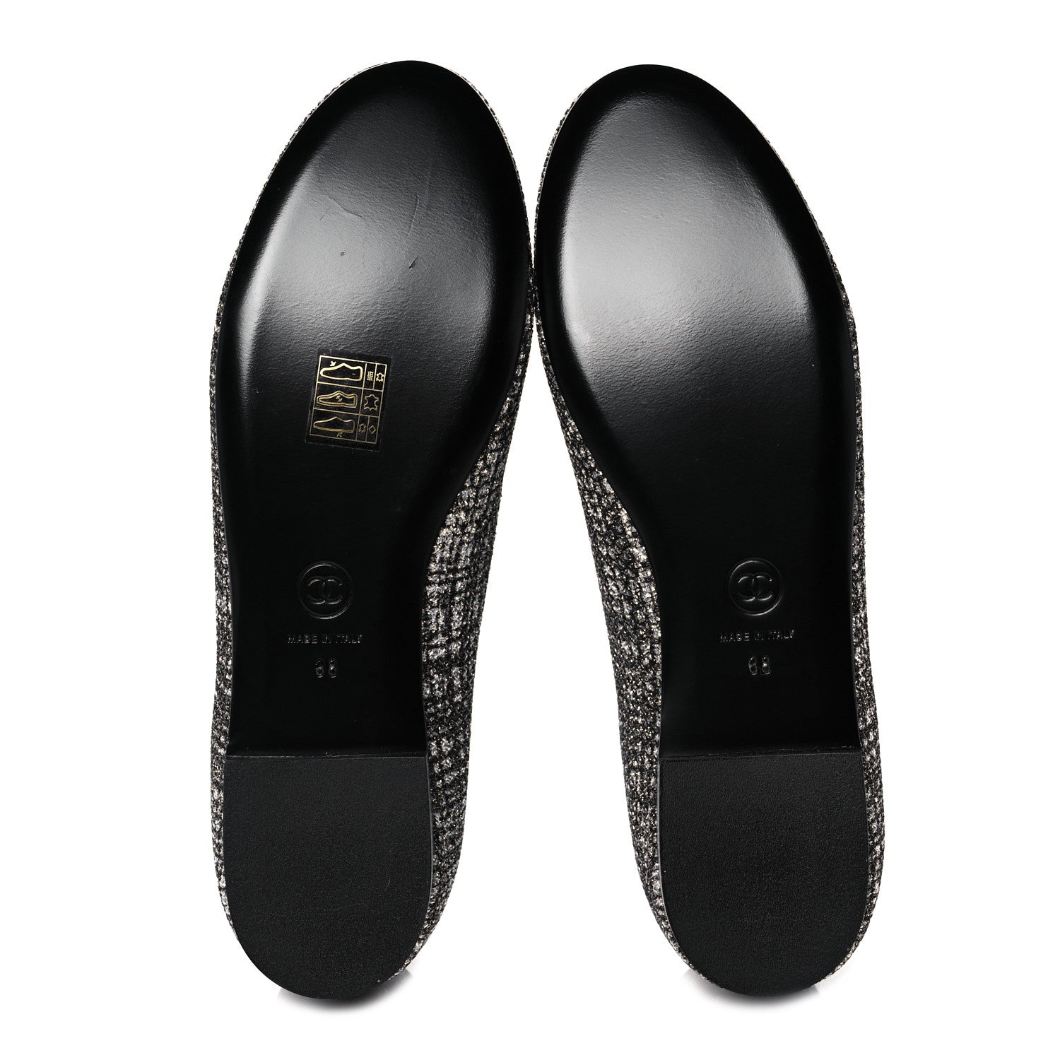 Chanel Fantasy Tweed CC Mocassin Loafers 38 Silver Black 5 of 10