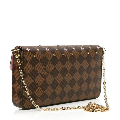 Louis Vuitton Damier Ebene Studded Pochette Felicie Chain Wallet 2 of 4