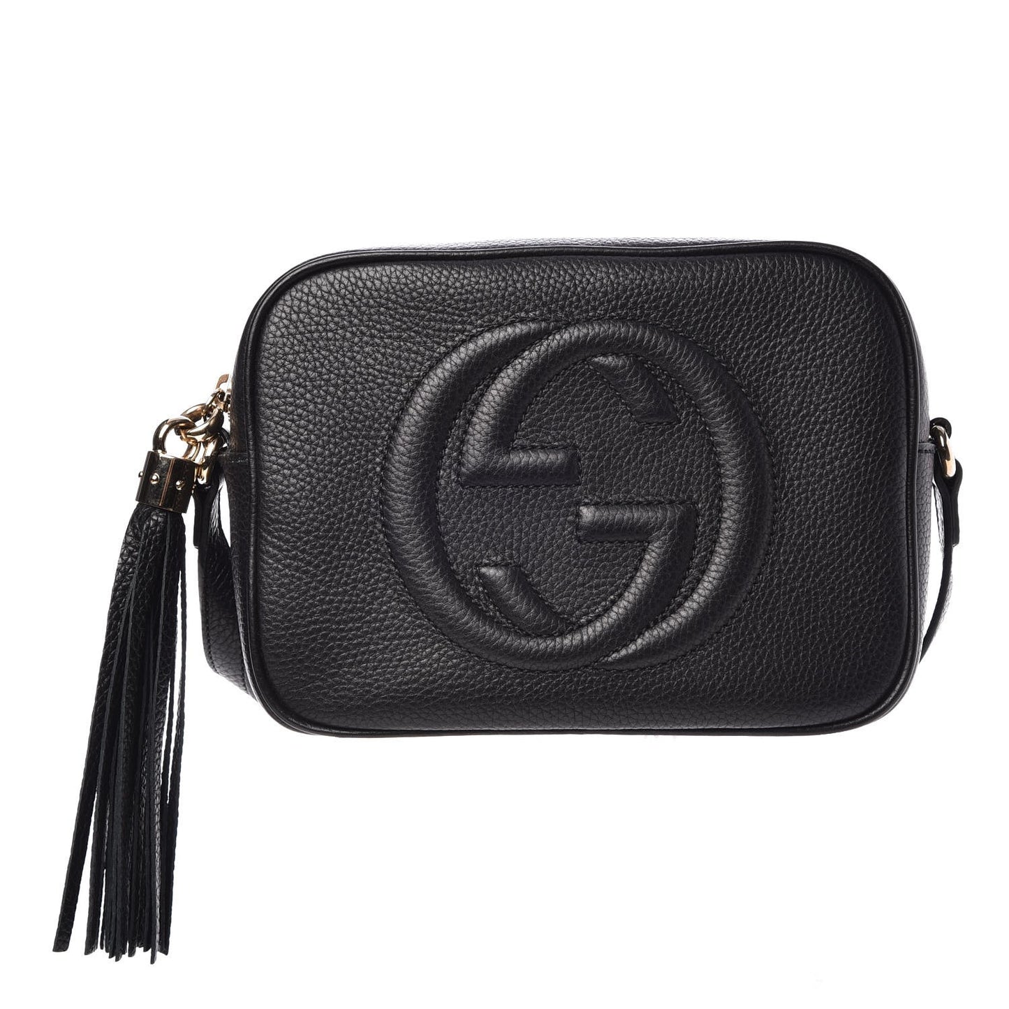 Pebbled Calfskin Small Soho Disco Bag Black