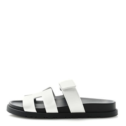 Hermes Calfskin Womens Chypre Sandals 37 White 1 of 8