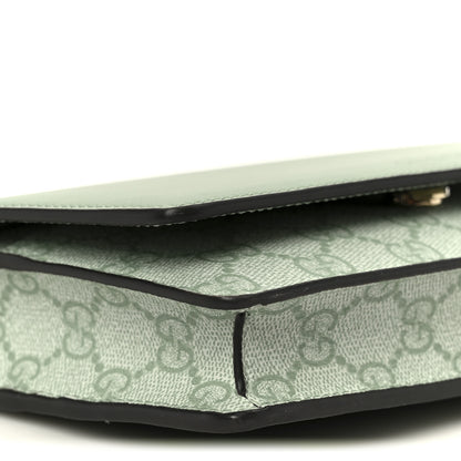 Gucci GG Supreme Monogram Textured Calfskin Emblem Wallet On Chain Sage Green 9 of 11