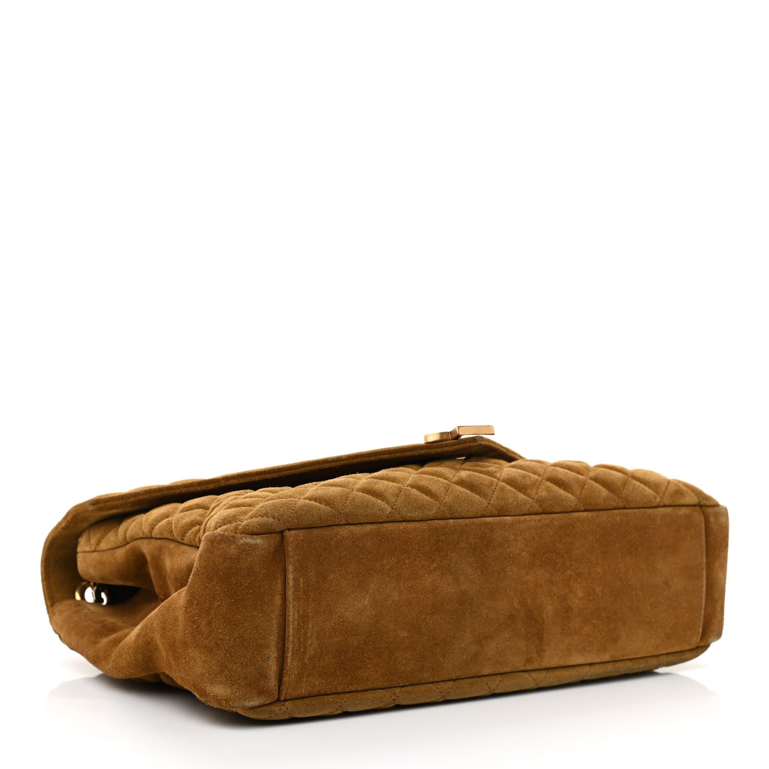 Saint Laurent Suede Mixed Matelasse Tri-Quilt Large Monogram Envelope Satchel Brown 4 of 8