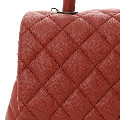 Chanel Caviar Quilted Small Coco Handle Flap Red 11 of 12