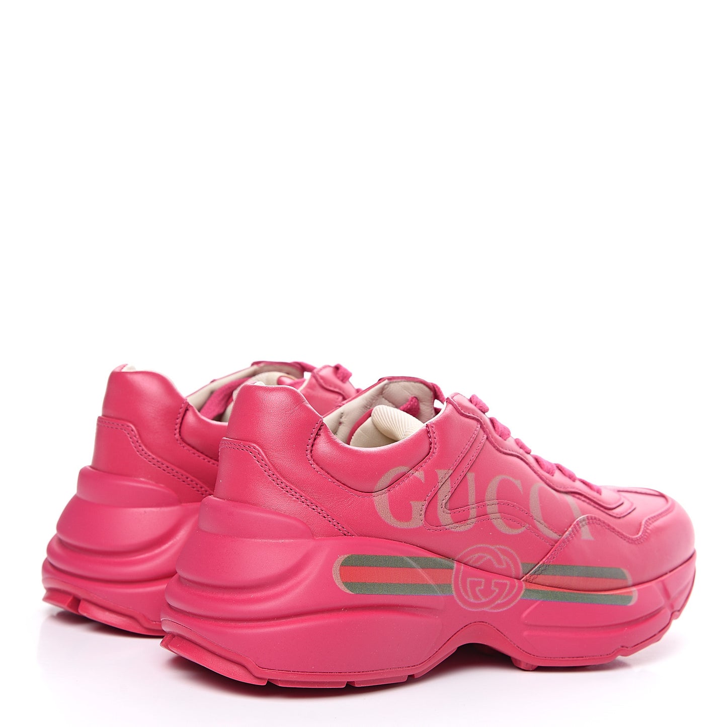 Calfskin Logo Womens Rhyton Sneakers 35.5 Box Pink