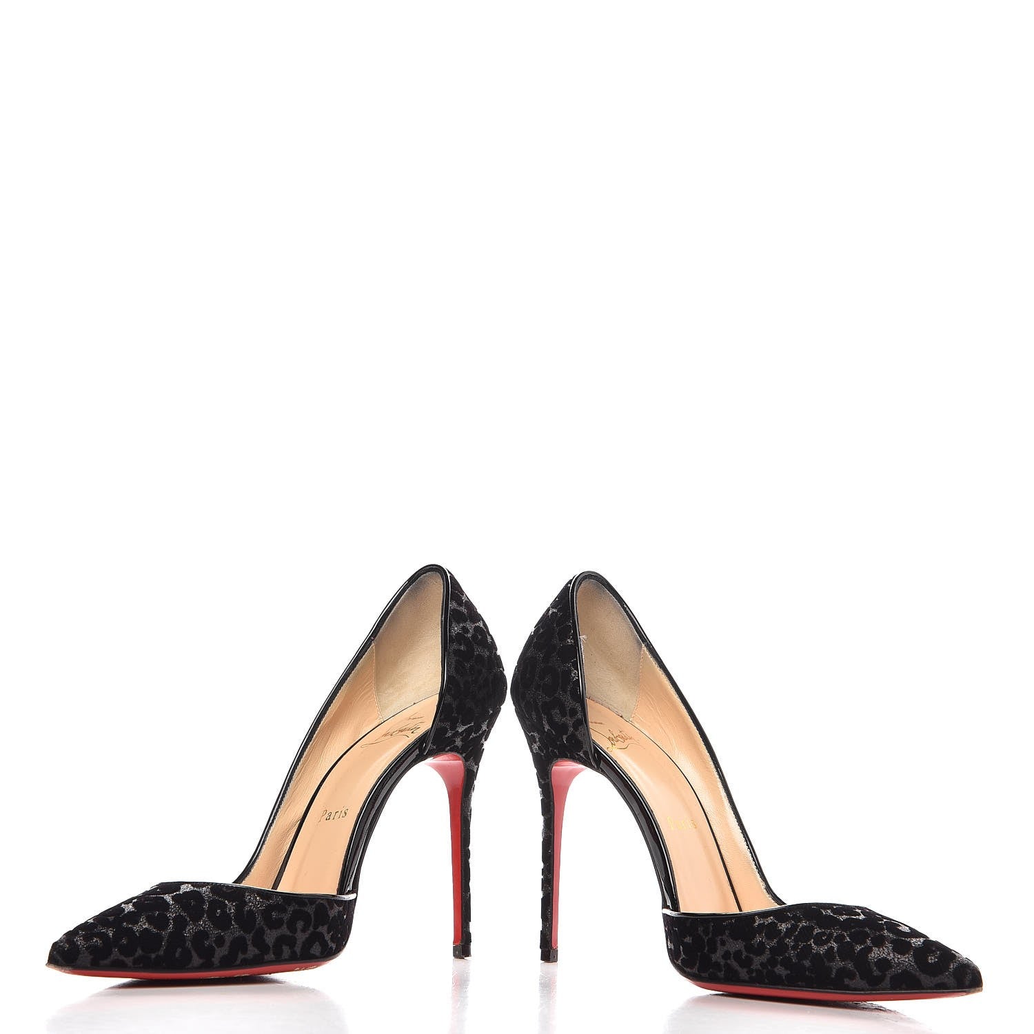 Christian Louboutin Glitter Leopard Print Iriza Pumps Heels 37.5 Black Grey 6 of 10