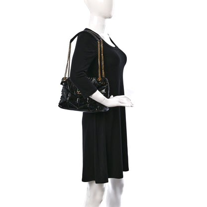 Saint Laurent Patent Quilted Small Loulou Puffer Monogram Chain Satchel Black 2 of 8