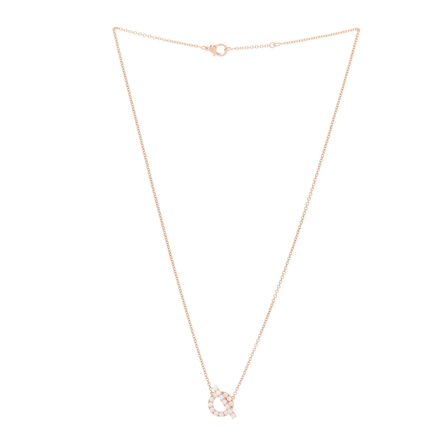 Hermes 18K Rose Gold Diamond Finesse Pendant Necklace 3 of 6