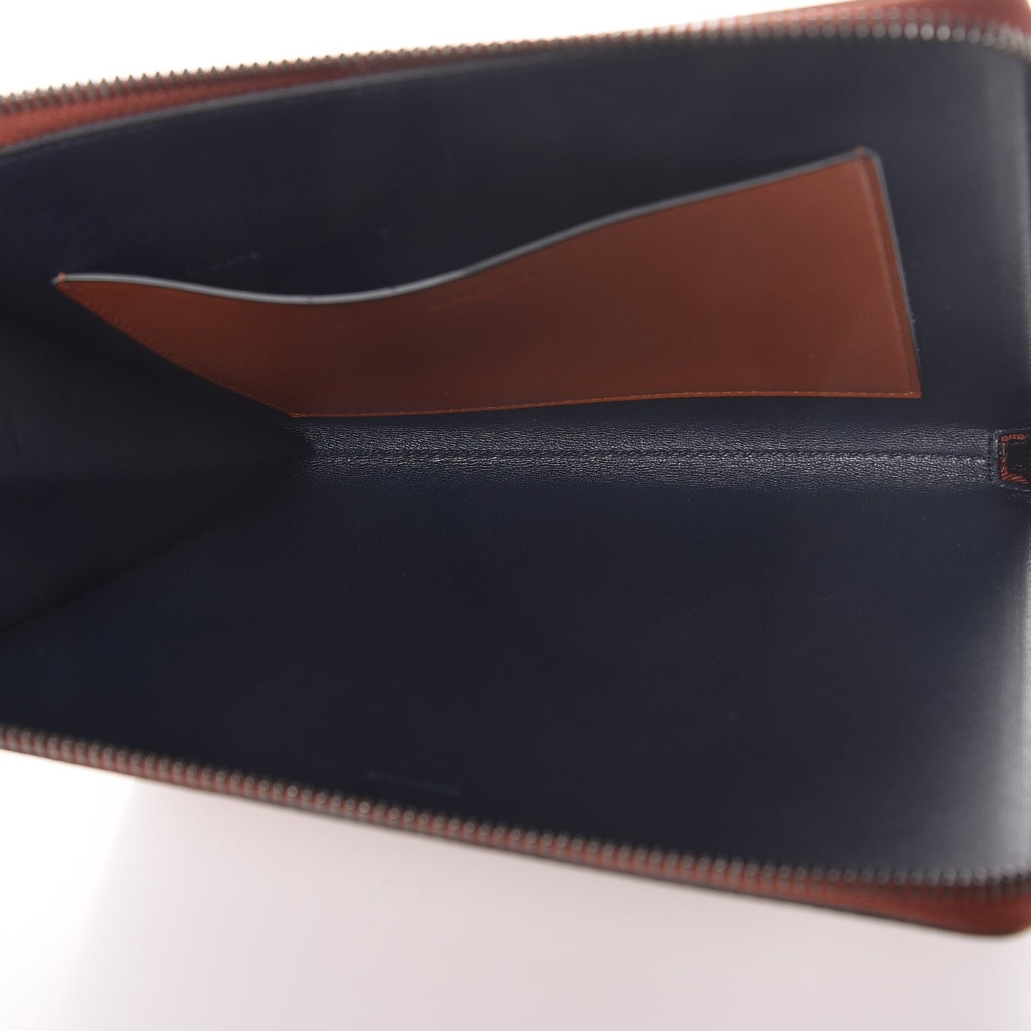 Lambskin Square Emblem Wristlet Brown