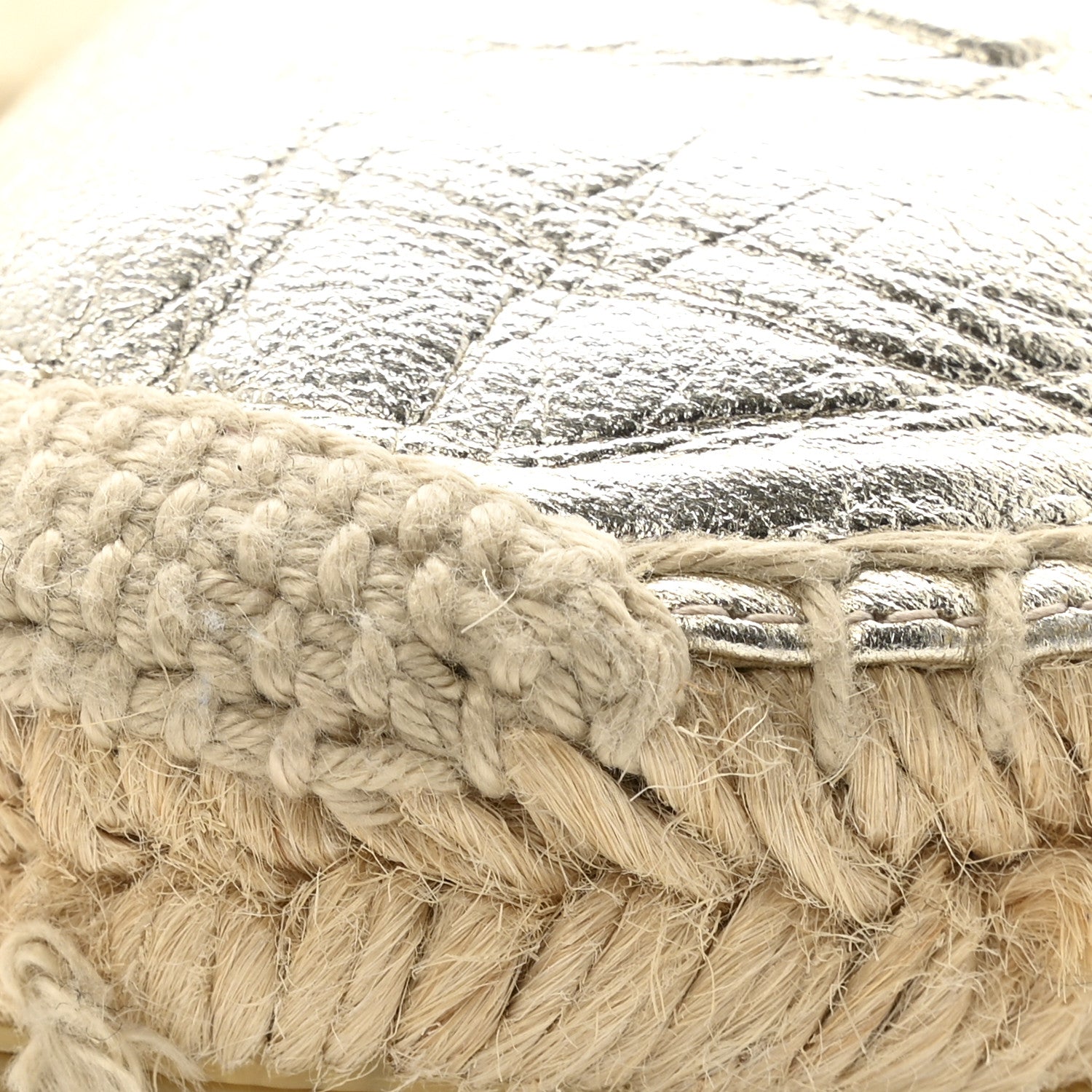 Saint Laurent Metallic Lambskin Monogram Espadrilles 38 Platino 12 of 13