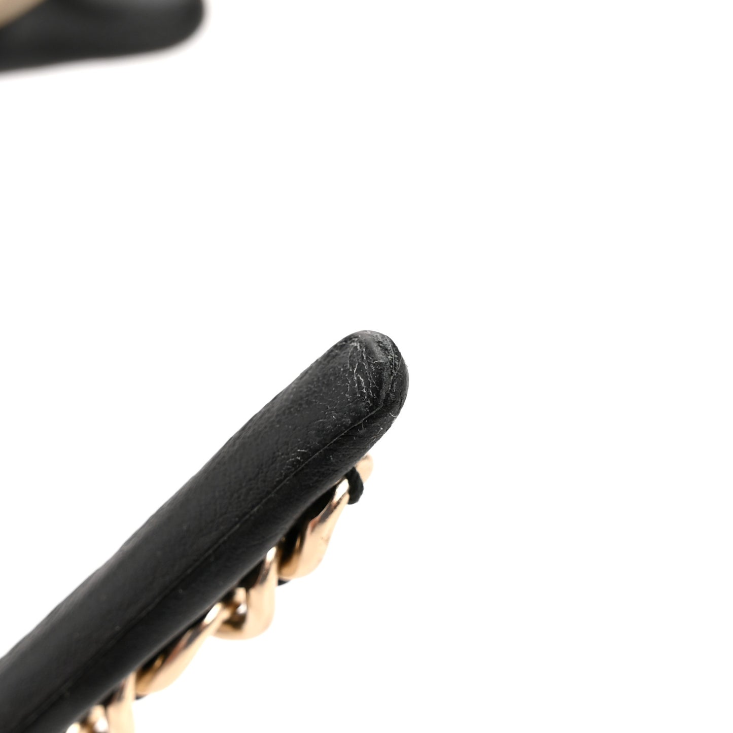 Metal Lambskin CC Turnlock Chain Headband Gold Black
