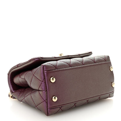Chanel Iridescent Caviar Quilted Extra Mini Coco Handle Flap Purple 4 of 10