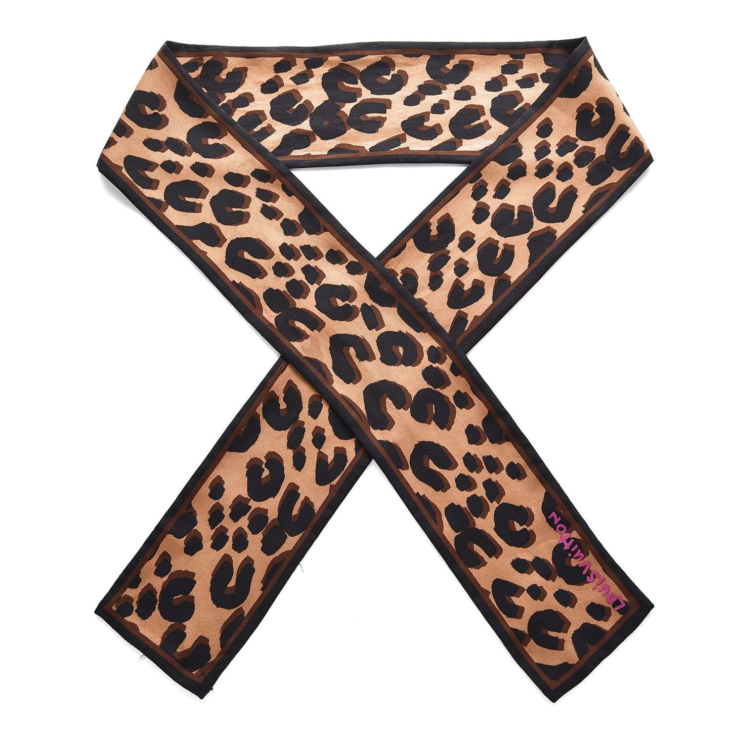 Silk Leopard Bandeau Scarf Marron