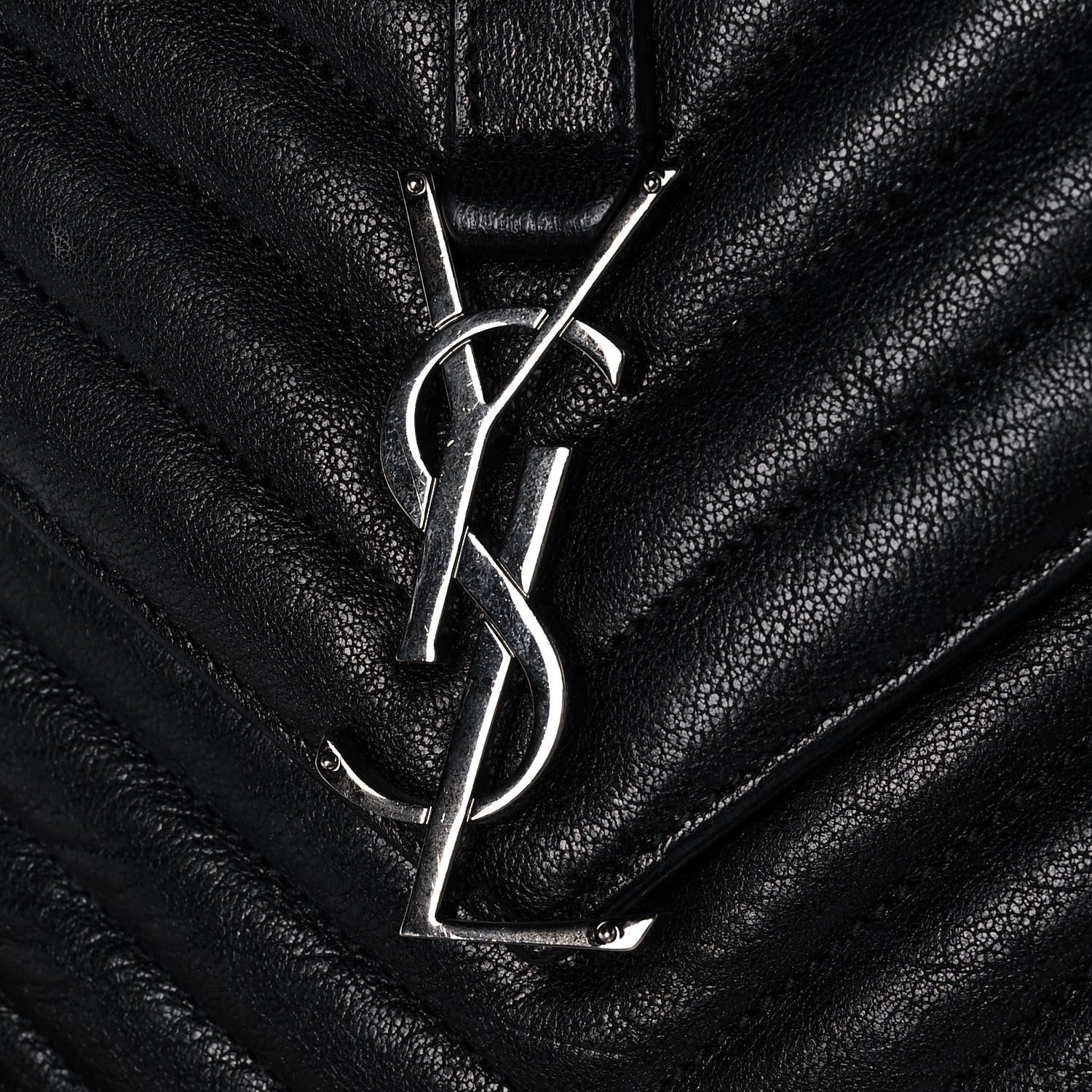Saint Laurent Sheepskin Matelasse Chevron Monogram Medium College Bag Black 14 of 16