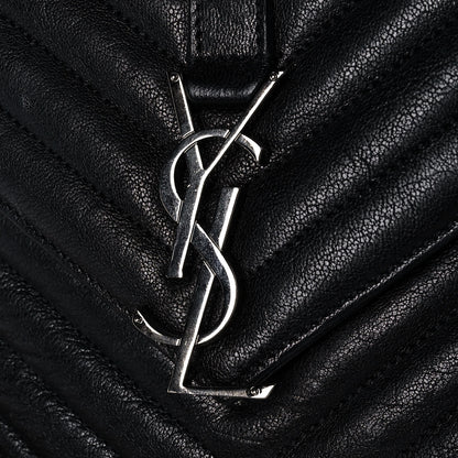 Saint Laurent Sheepskin Matelasse Chevron Monogram Medium College Bag Black 14 of 16