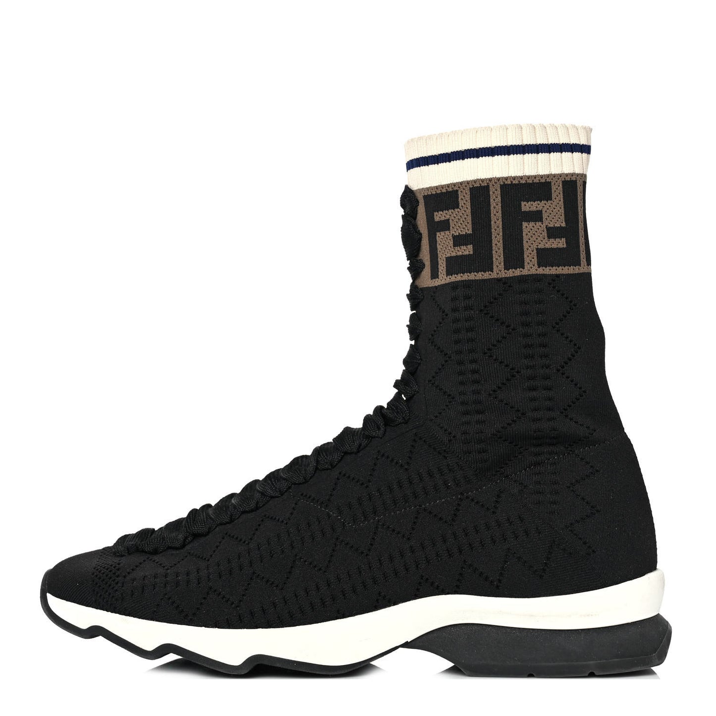Stretch Knit Jacquard FF Sock Sneakers 39 Black