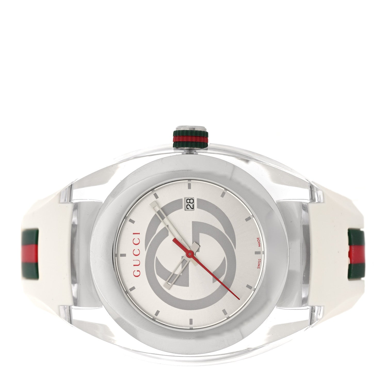 Gucci Stainless Steel Rubber 46mm Sync Web Quartz Watch White 2 of 4