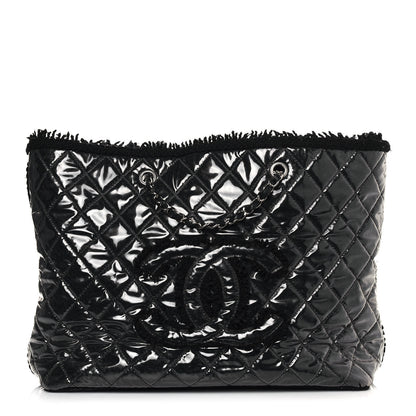 Chanel Vinyl Quilted Large Funny Tweed Tote Black 1 of 15