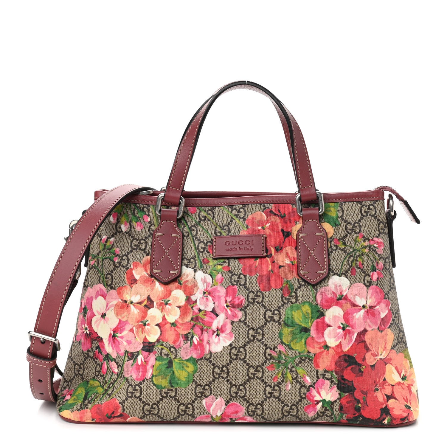 Gucci GG Supreme Monogram Blooms Small Zippered Tote Beige Multicolor Dry Rose 1 of 10