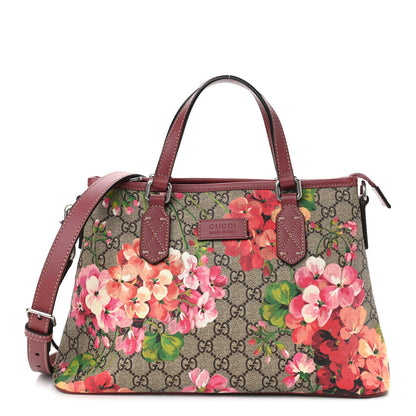 Gucci GG Supreme Monogram Blooms Small Zippered Tote Beige Multicolor Dry Rose 1 of 10