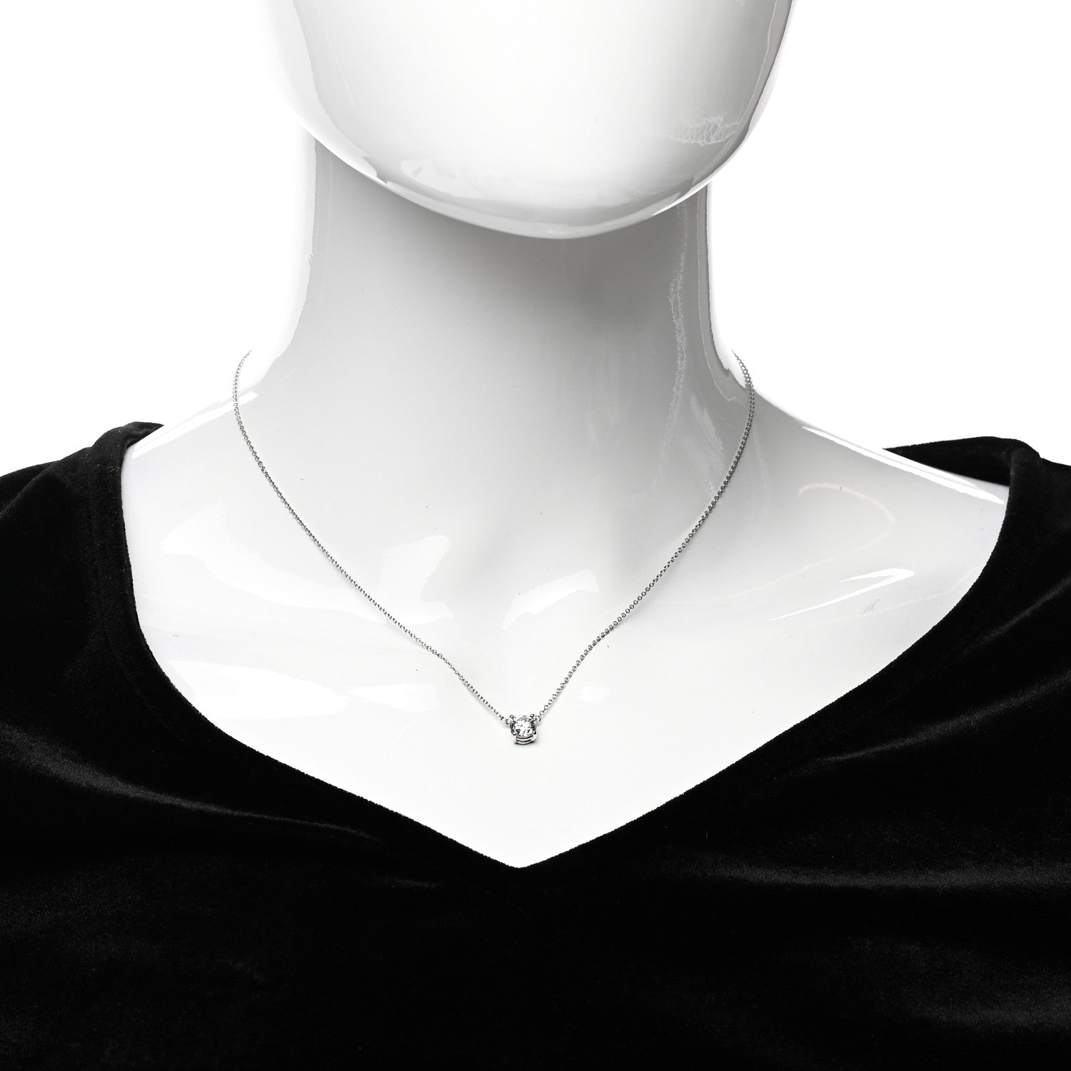 Tiffany Platinum Diamond .79ct Solitaire Pendant Necklace 2 of 5