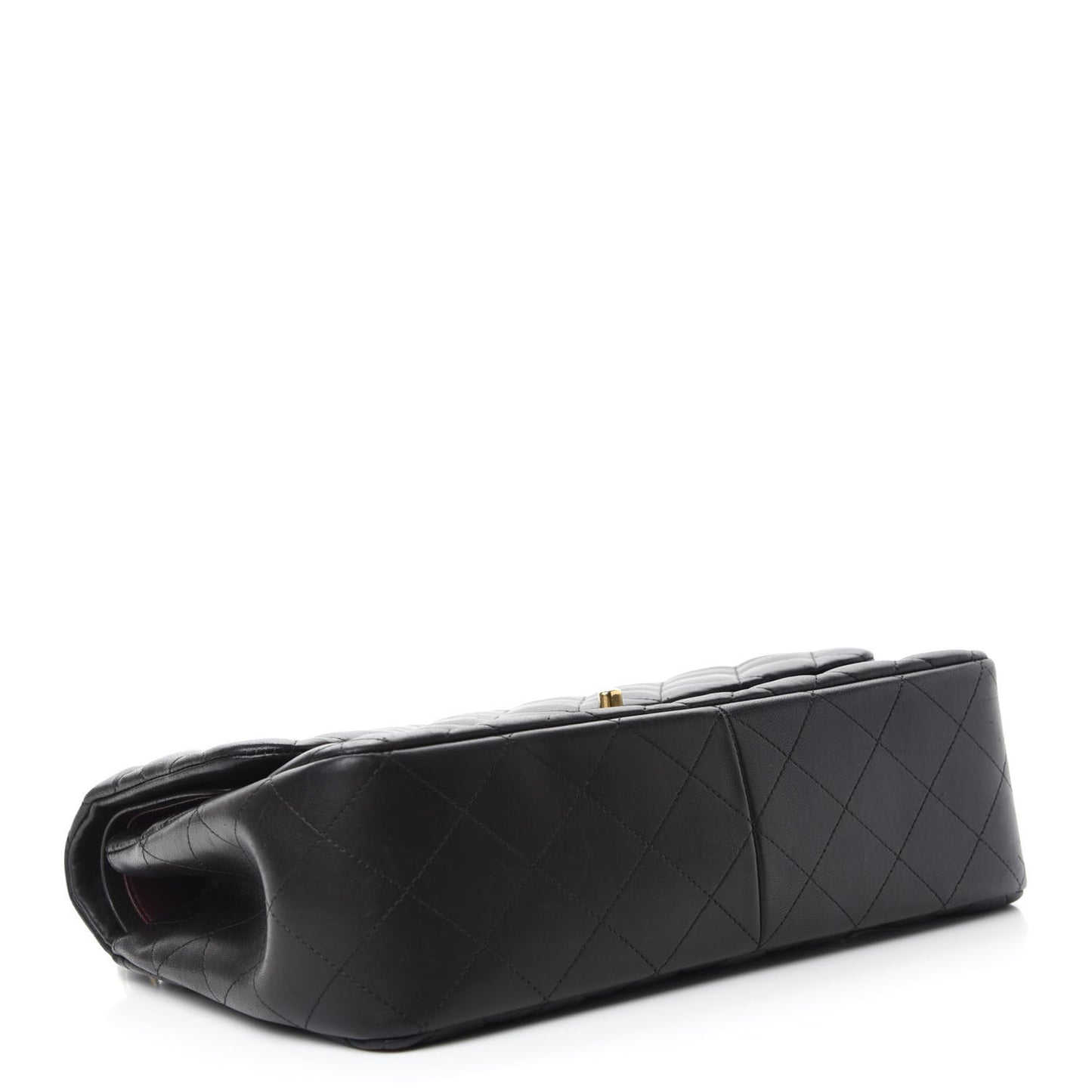 Lambskin Quilted Jumbo Double Flap Black