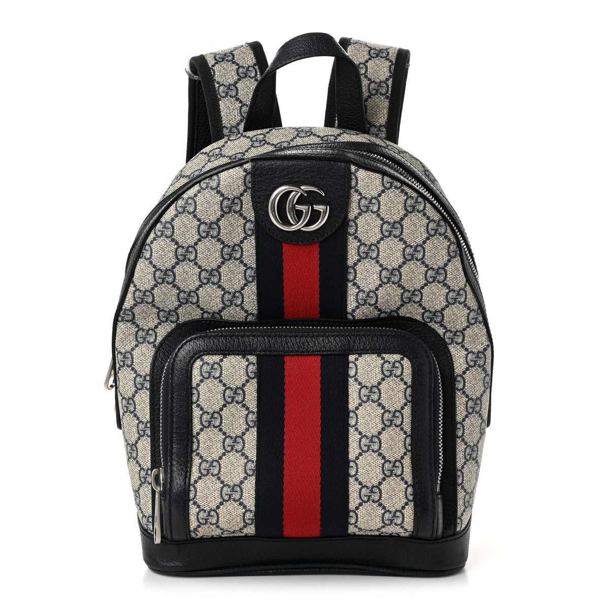 GG Supreme Monogram Textured Dollar Calfskin Web Small Ophidia Day Backpack Beige Blue Black