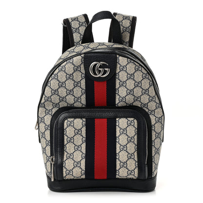 Gucci GG Supreme Monogram Textured Dollar Calfskin Web Small Ophidia Day Backpack Beige Blue Black 1 of 10
