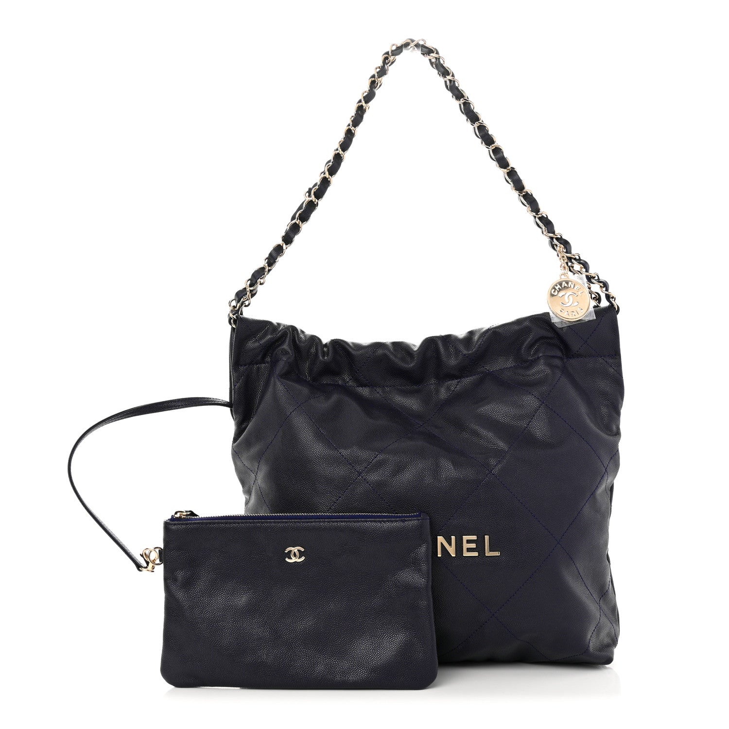 Chanel Shiny Caviar Quilted Small Chanel 22 Dark Blue 1 of 11