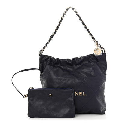 Chanel Shiny Caviar Quilted Small Chanel 22 Dark Blue 1 of 11