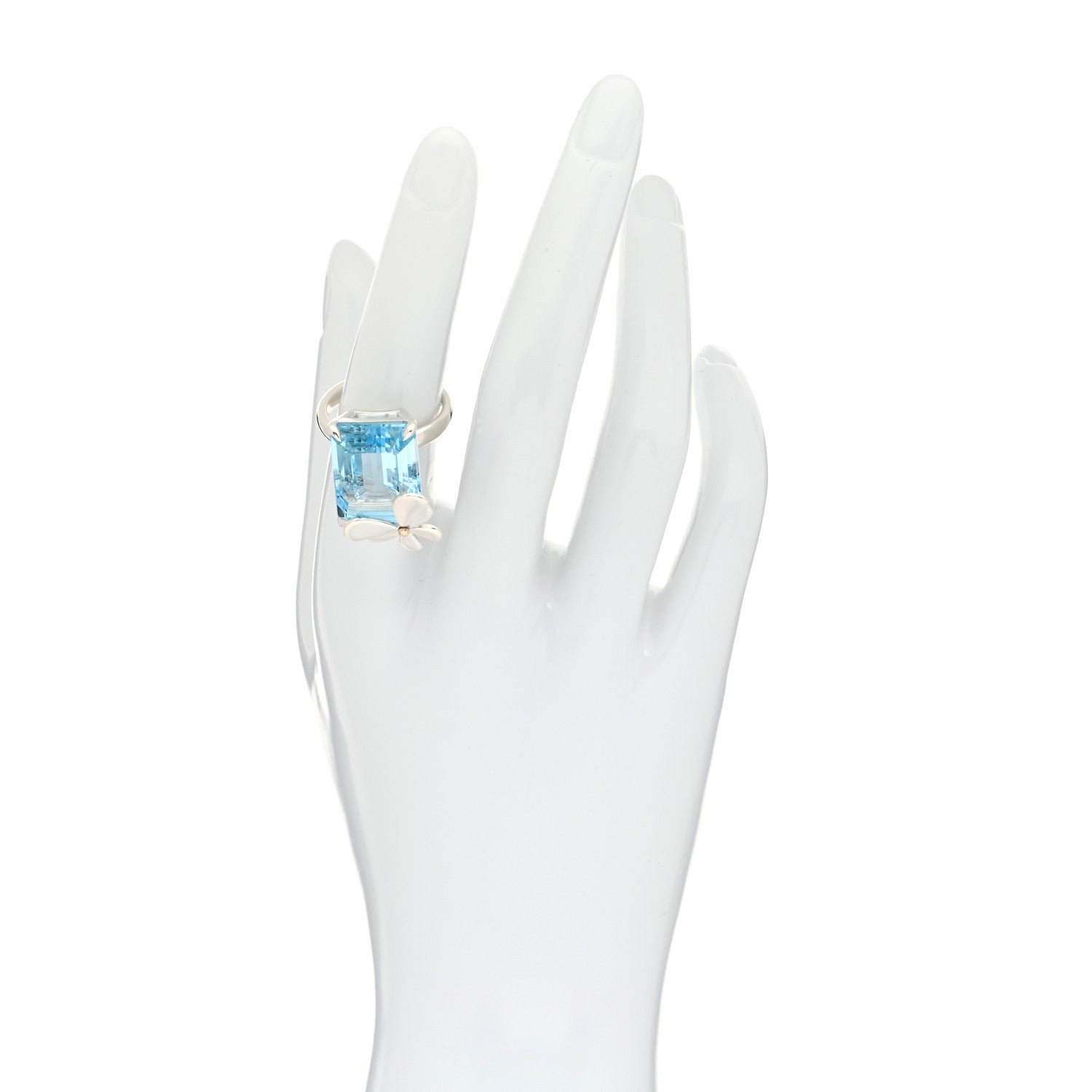 Tiffany Sterling Silver 18K Rose Gold Blue Topaz Return to Tiffany Love Bugs Butterfly Ring 53 6.5 2 of 4