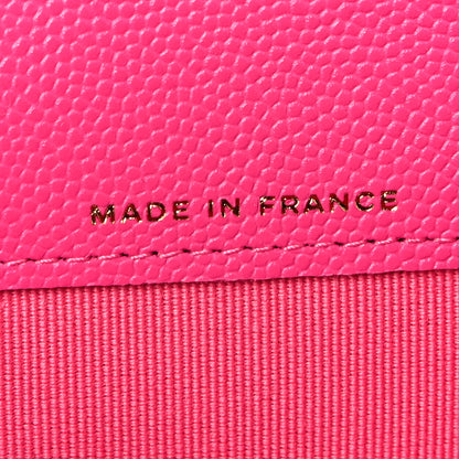 Chanel Caviar Quilted Flap Card Holder Wallet Dark Pink 7 of 10