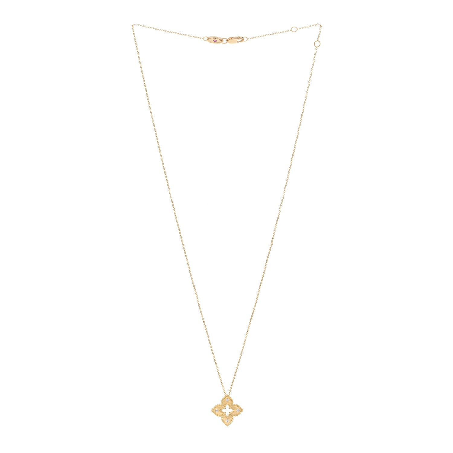 Roberto Coin 18K Yellow Gold Diamond Petite Venetian Princess Flower Pendant Necklace 3 of 4