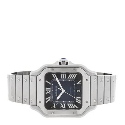 Cartier Stainless Steel Alligator 39.8mm Santos De Cartier Automatic Watch Blue 2 of 5
