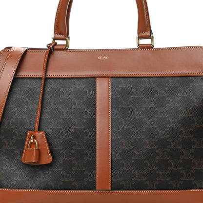 Celine Triomphe Canvas Calfskin Cabas De France Handbag Tan 9 of 15