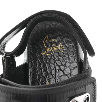 Christian Louboutin Calfskin Alligator Embossed Nappa Lock Cool Flat Sandals 38 Obscur 7 of 7