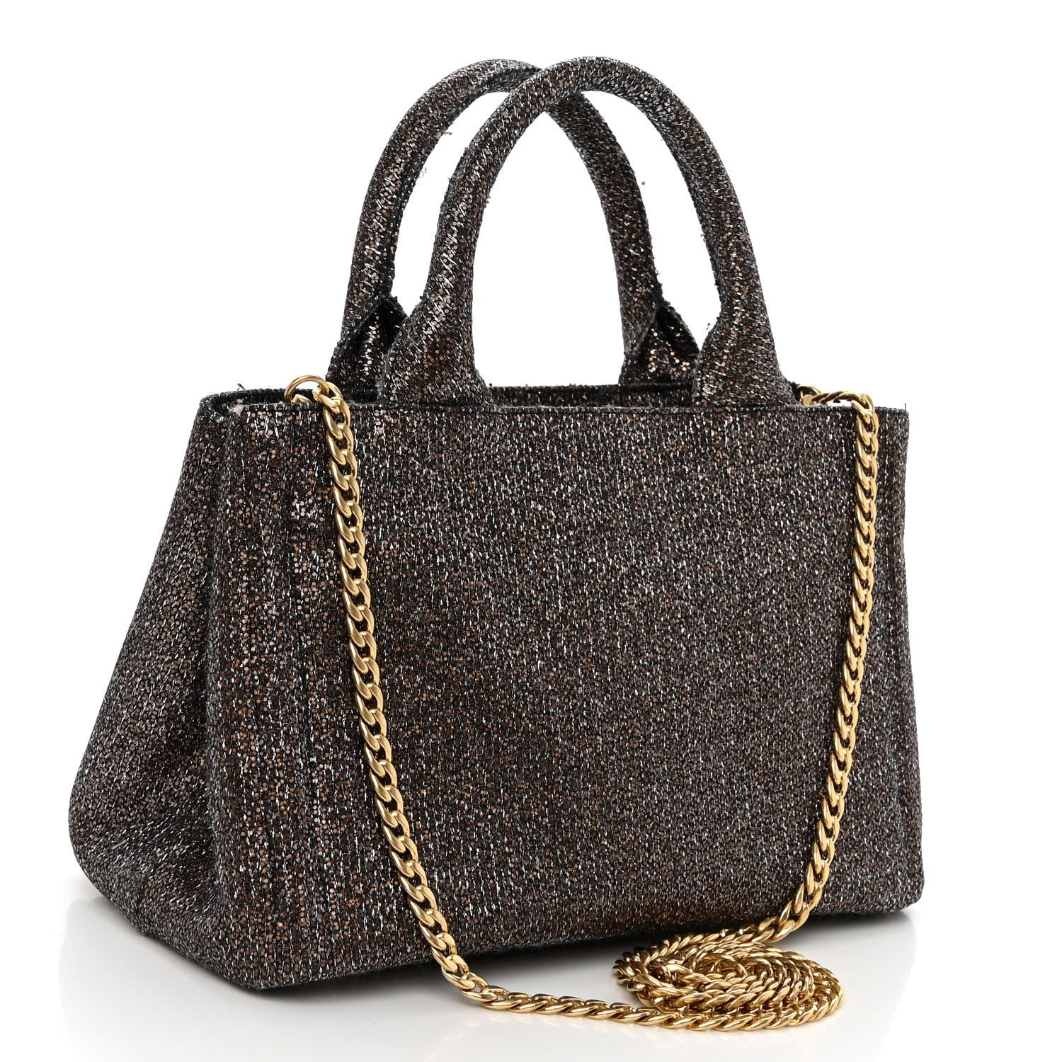 Prada Broccato Chain Tote Caffé 3 of 10