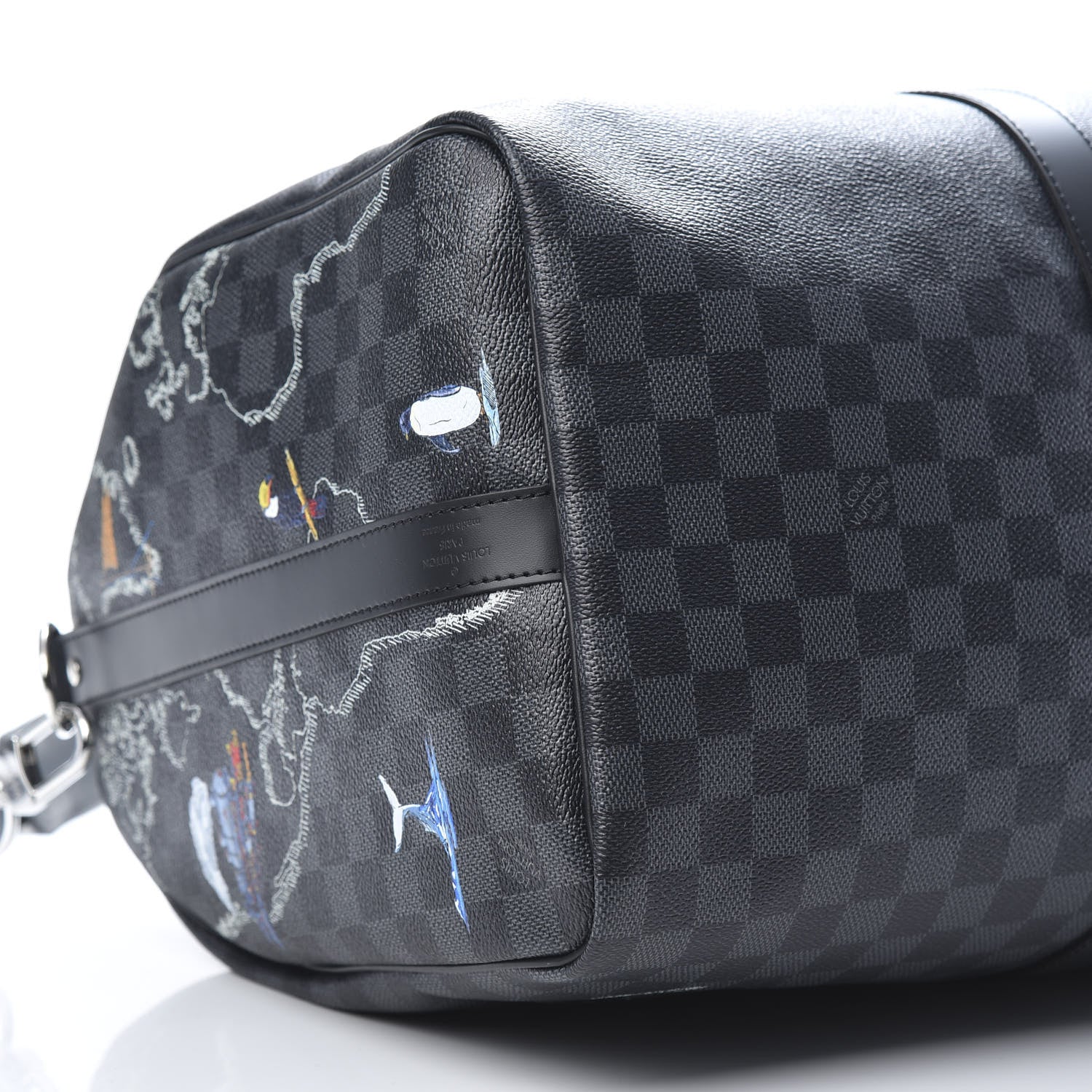 Louis Vuitton Damier Graphite World Map Keepall Bandouliere 50 8 of 9