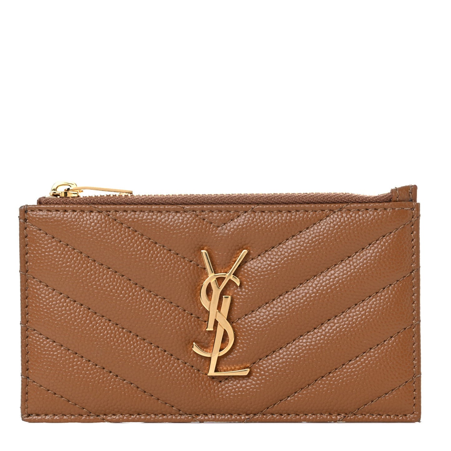 Grain De Poudre Matelasse Chevron Monogram Fragments Zippered Card Case Cork