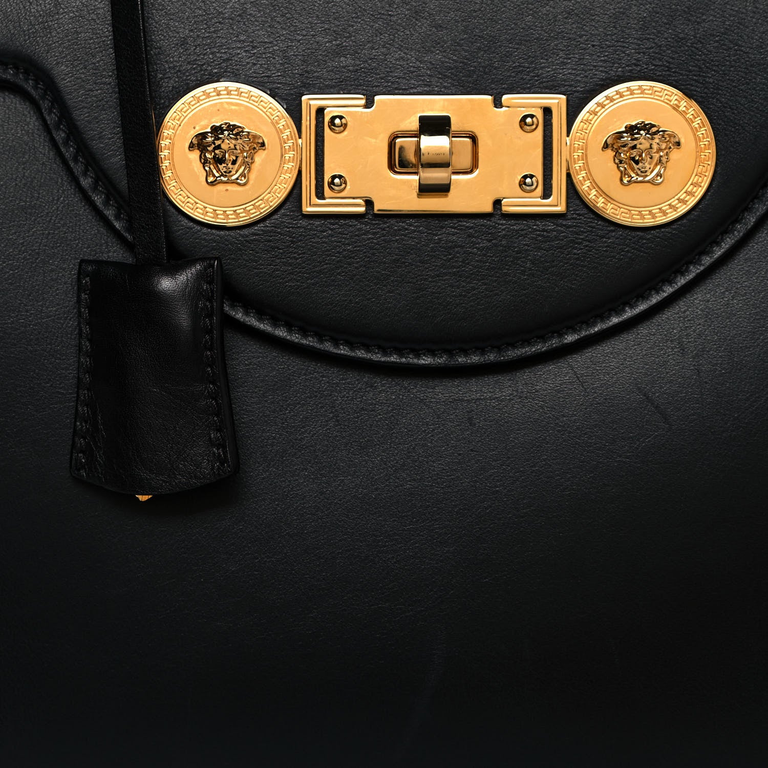 Versace Calfskin Signature Satchel Black 9 of 16